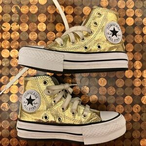 Converse Metallic Gold High-Tops, Junior Size 10.5